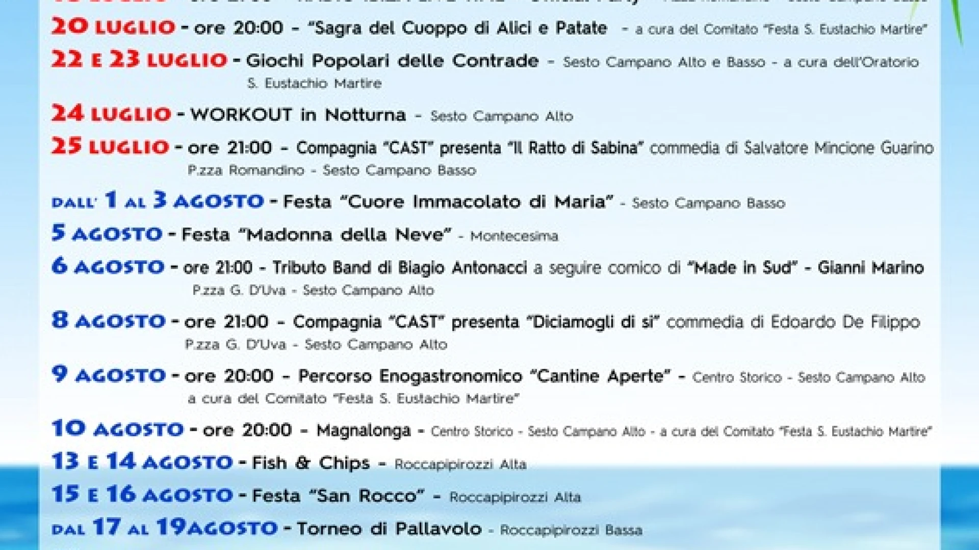 Sesto Campano: annunciato il calendario eventi per l'estate 2025